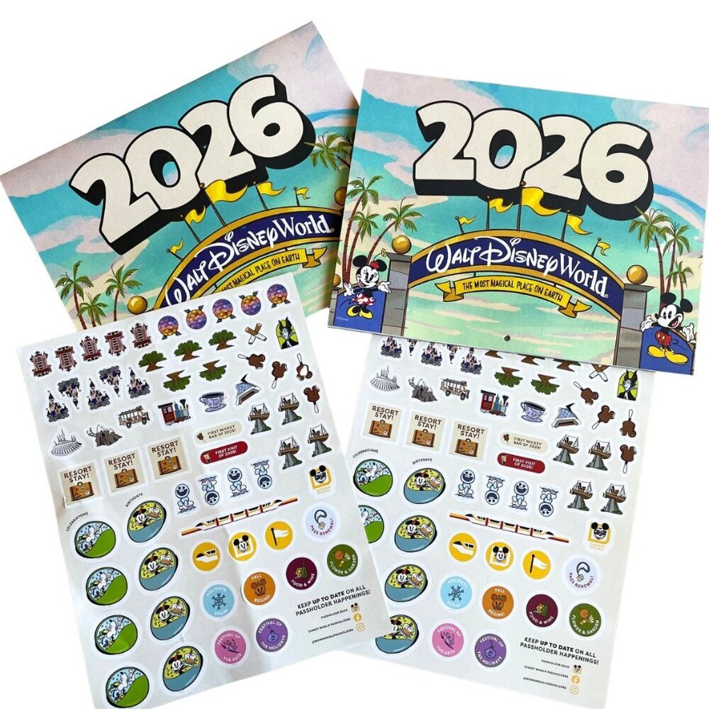 NEW Set of‎ 2 2026 Disney DisneyWorld Annual Passholder Exclusive Calendar